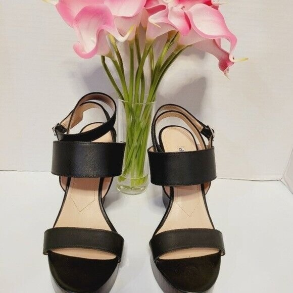 Charles David Shoes - Charles David SZ 9 Leather Platform Wedge Dress Ankle Wrap Sandals Open Toe
